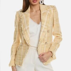 NWT loveshackfancy yellow tweed wool blend blazer coat